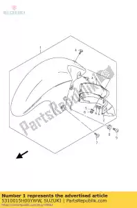 suzuki 5310015H00YWW fender assy,fro - Bottom side