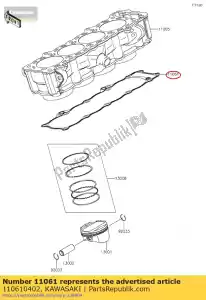 kawasaki 110610402 junta, base de cilindro zr1000daf - Lado inferior