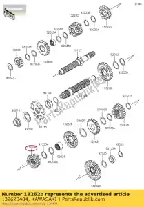 Kawasaki 132620484 gear,output top,20t - Bottom side