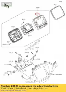 kawasaki 250230069 cover-meter kast, upp kvf750gcf - Onderkant