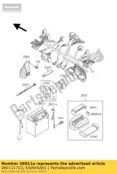 draadkabel, batterij (-) zr750-f1 van Kawasaki, met onderdeel nummer 260111723, bestel je hier online: