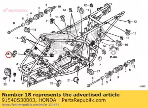 Honda 91540S30003 clip, harnais (natur - La partie au fond