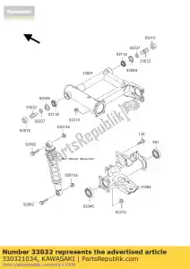 kawasaki 330321034 shaft-swing arm z550-g1 - Bottom side