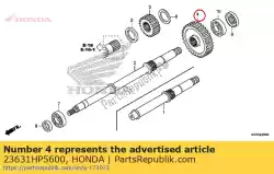 tandwiel, eindaangedreven (40t) van Honda, met onderdeel nummer 23631HP5600, bestel je hier online: