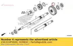 Ici, vous pouvez commander le engrenage, transmission finale (40t) auprès de Honda , avec le numéro de pièce 23631HP5600: