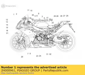 Piaggio Group 2H000961 decalque de pára-brisa aprilia - Lado inferior