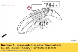 Ici, vous pouvez commander le fender sous assy., fr. Auprès de Honda , avec le numéro de pièce 61110KSE000: