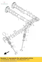 Ici, vous pouvez commander le arbre à cames comp, e auprès de Suzuki , avec le numéro de pièce 1272035F00: