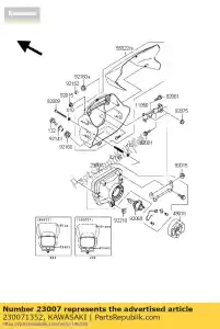 kawasaki 230071352 lente-comp, farol kl250-h1 - Lado inferior