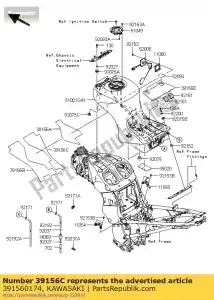 Kawasaki 391560174 almohadilla, tanque de combustible, rh - Lado inferior