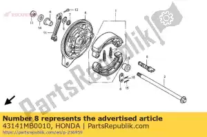 Honda 43141MB0010 cam, rr. freno - Lado inferior