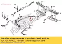 43470HM8000, Honda, zacisk kablowy, hamulec no?ny honda  trx 250 2001 2002 2003 2004 2005 2006 2007 2008 2010 2011 2017 2018 2019 2020, Nowy