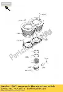 Kawasaki 130011569 motor a pistão - Lado inferior