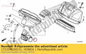 Honda 17235MGSD31 banda, conexão do filtro de ar - Lado inferior