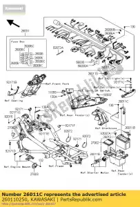 Kawasaki 260110250 câble, batterie (-) - La partie au fond