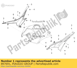 Aprilia 897691, Panel lateral derecho, OEM: Aprilia 897691