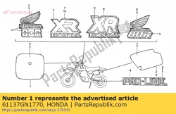 Honda 61137GN1770, Sheet,fr.number p, OEM: Honda 61137GN1770