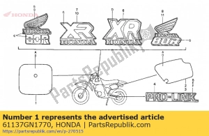 Honda 61137GN1770 sheet,fr.number p - Bottom side