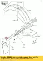 3501913956D, Kawasaki, volet, garde-boue arrière, noir kawasaki kx  a kx65 65 , Nouveau