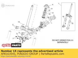 Ici, vous pouvez commander le lh manchon et tige auprès de Piaggio Group , avec le numéro de pièce AP8163543: