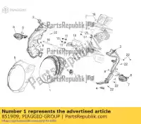 851909, Piaggio Group, reflektor aprilia  mana na zd4rc000, zd4rca00, zd4rc001, zd4rcc00 zd4rcb00, zd4rcc01, zd4rce00 850 2007 2008 2009 2010 2011 2016, Nowy