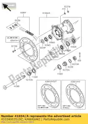 Ici, vous pouvez commander le tambour-assy, ?? Frein arrière, gr auprès de Kawasaki , avec le numéro de pièce 41034003519Z: