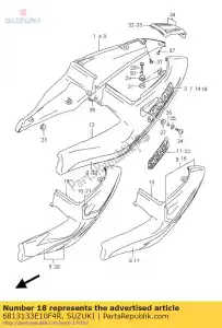 Suzuki 6813133E10F4R emblème, cadre co - La partie au fond