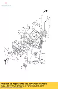 Suzuki 9212120H00Y0J couvercle, boîte avant, n - La partie au fond