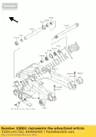 330011417GD, Kawasaki, Arm-comp-swing,g.gray zx1100-d kawasaki zz r 1100 1994, New