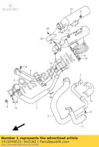 suzuki 1415048E10 tubo, exaustão, r. - Lado inferior