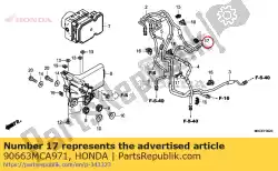 Aqui você pode pedir o braçadeira, tubo de freio (6. 8) em Honda , com o número da peça 90663MCA971: