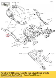 kawasaki 360010612 côté couvercle, lh kle650eff - La partie au fond