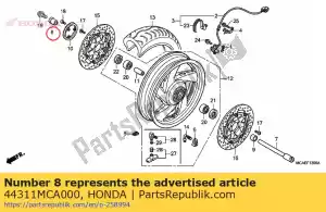 honda 44311MCA000 kraag, r. fr. wielzijde - Onderkant