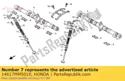 Here you can order the spring, rocker arm from Honda, with part number 14617MM5010: