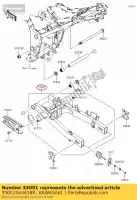 33001063418R, Kawasaki, Arm-comp-swing, f.s. zwart kawasaki ninja ex krt edition b z  a 300 abs z300 ex300 300se , Nieuw