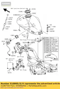 Kawasaki 510875077G3 tank-comp-fuel, p.wit - Onderkant