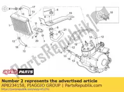 Here you can order the water cooler support from Piaggio Group, with part number AP8234158: