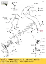 Here you can order the 01 hose-brake,fr m/cyl.-abs hu from Kawasaki, with part number 430951584: