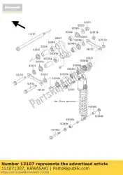 Here you can order the shaft,suspension arm from Kawasaki, with part number 131071307: