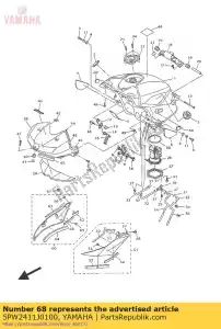 yamaha 5PW2411J0100 amortisseur, couvercle latéral - La partie au fond