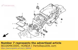 honda 80106MK3000 plaque, rr. réglage des ailes - La partie au fond