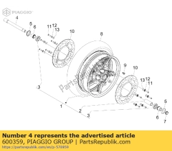 Aprilia 600359, Eixo da roda dianteira, OEM: Aprilia 600359