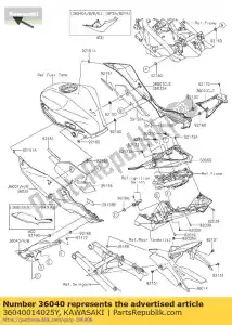 kawasaki 36040014025Y cover-tail, lh, p.s.blanc bx250a - La partie au fond