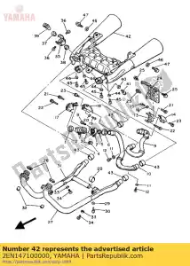 Yamaha 2EN147100000 conjunto de silenciador 1 - Lado inferior