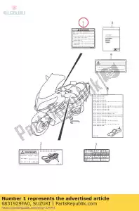 suzuki 6831929FA0 label,general w - Bottom side