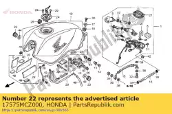 Aqui você pode pedir o cabo, tampa do tanque de combustível em Honda , com o número da peça 17575MCZ000: