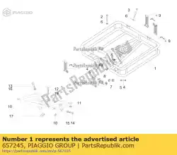 Ici, vous pouvez commander le porte-bagages arrière auprès de Piaggio Group , avec le numéro de pièce 657245: