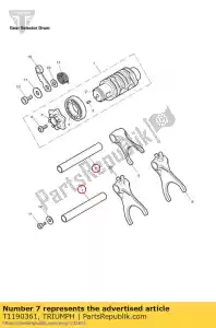 triumph T1190361 shaft, selector, hollow dia 14 - Bottom side