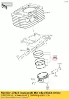 130250011, Kawasaki, ring-set-piston l,o/s 0. klx14 kawasaki  d tracker 140 150 2016 2017 2018 2019 2020 2021, New