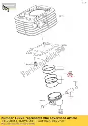 Here you can order the ring-set-piston l,o/s 0. Klx14 from Kawasaki, with part number 130250011: